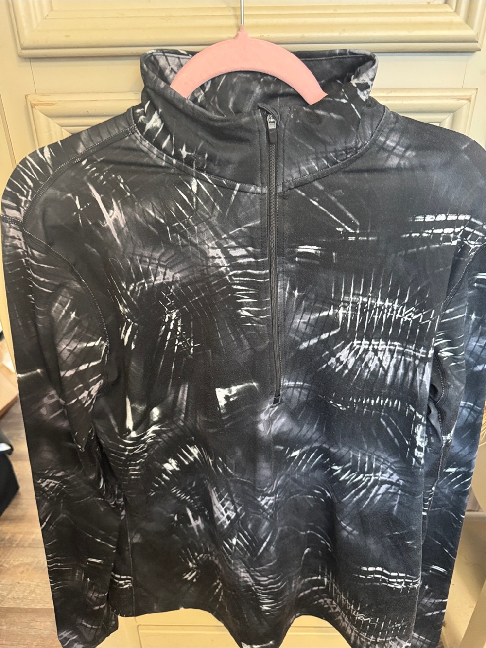 Men's Black Patterned Half-Zip Pullover